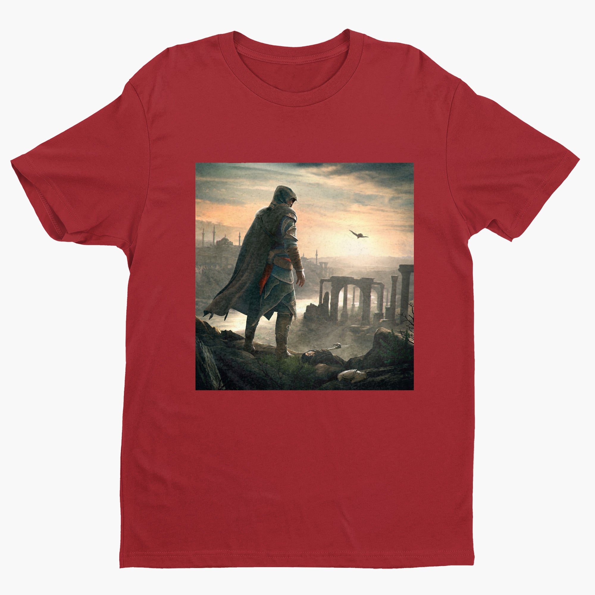Assassin's Creed Revelations Ezio promo art tee - red unisex t-shirt, front view